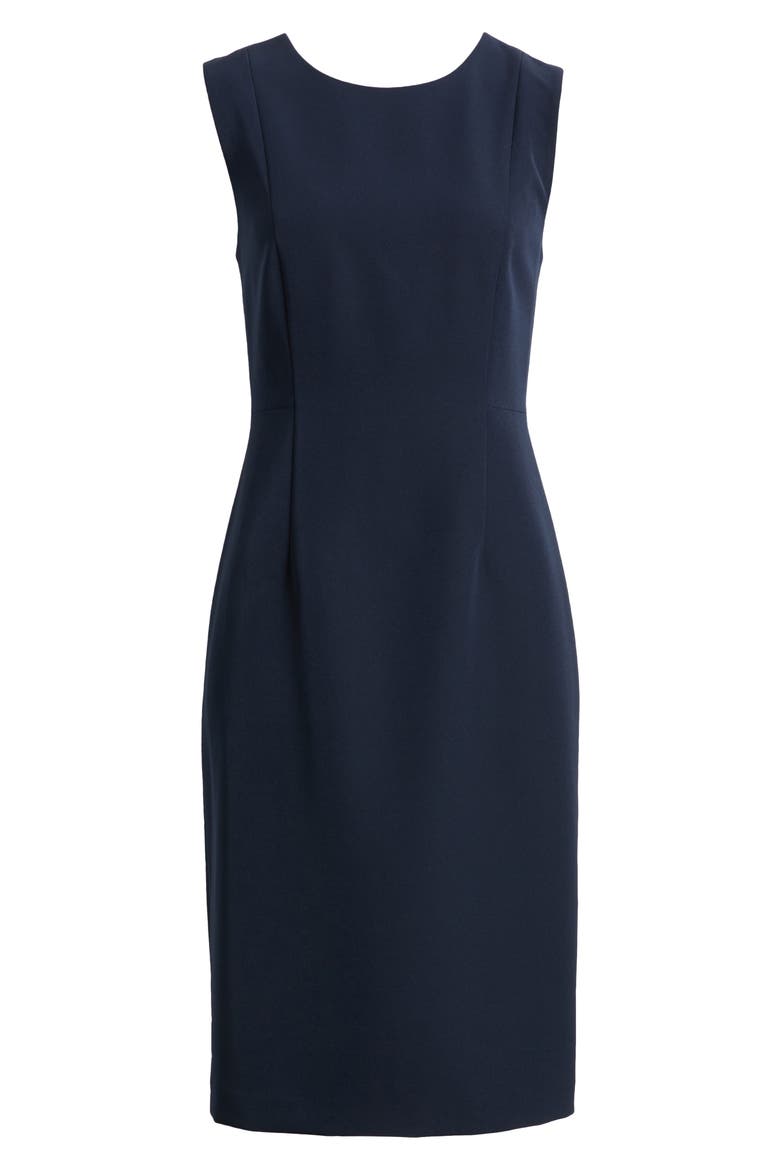 Meridian Twill Sheath Dress, Alternate, color, NAVY