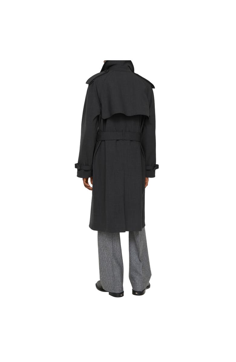 Burberry Long Bonded Stretch Wool Trench Coat, Alternate, color, Onyx Grey Melange