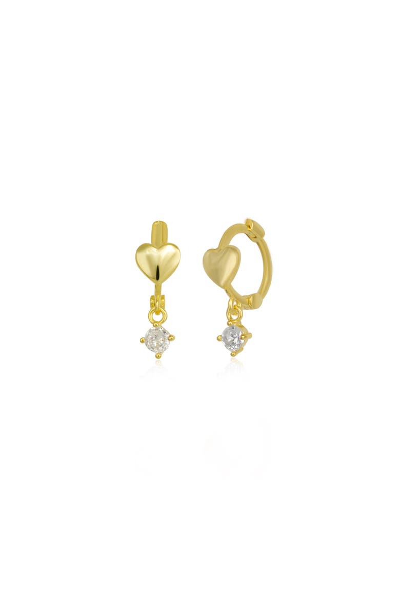 Heart Huggie Hoop Drop Earrings, Main, color, Gold