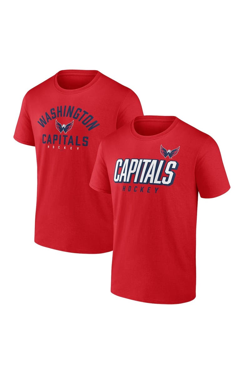 FANATICS Men's Fanatics Branded Red Washington Capitals Wordmark Two-Pack T-Shirt Set, Main, color, Red
