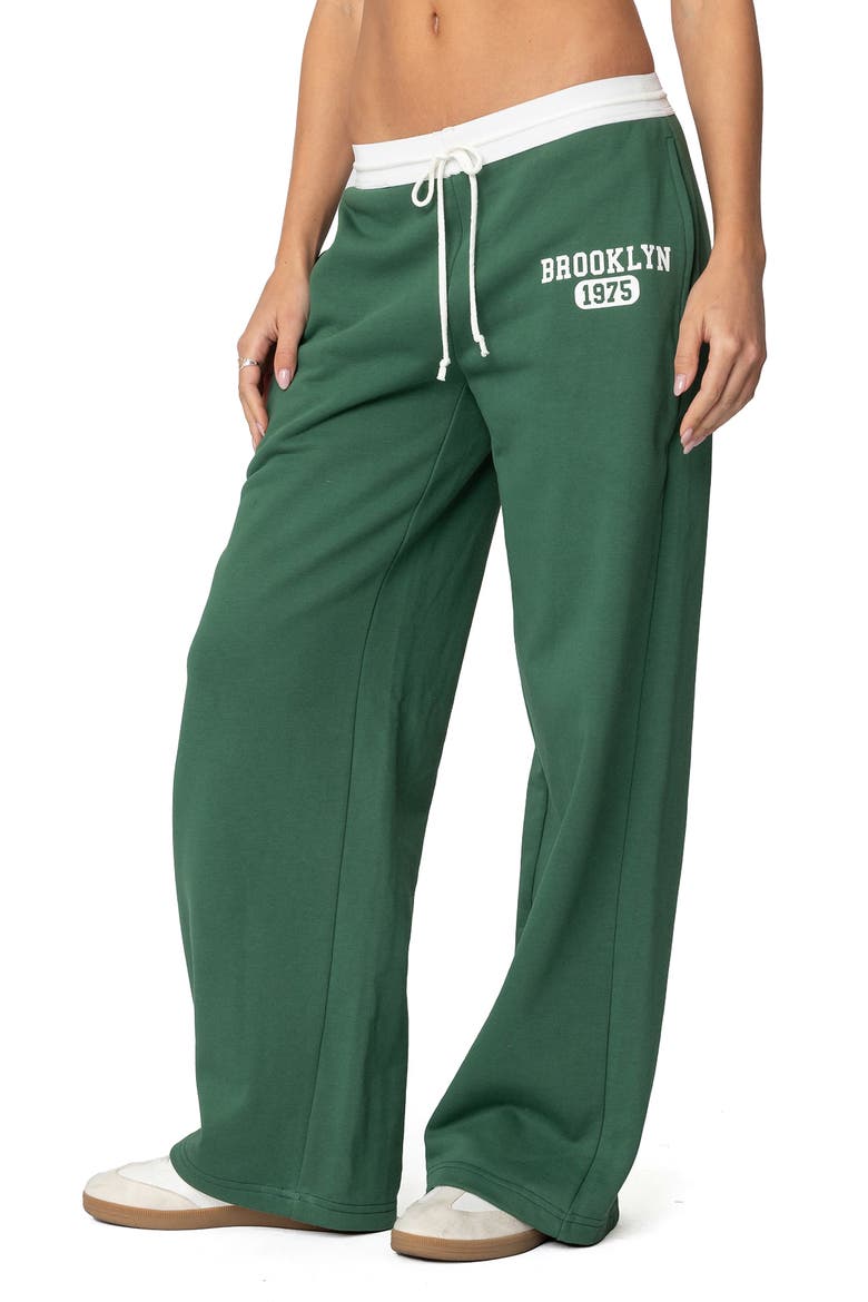 Brookie Wide Leg Cotton Sweatpants, Alternate, color, GREEN
