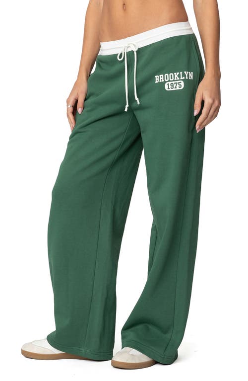 Edikted Brookie Wide Leg Cotton Sweatpants In Green