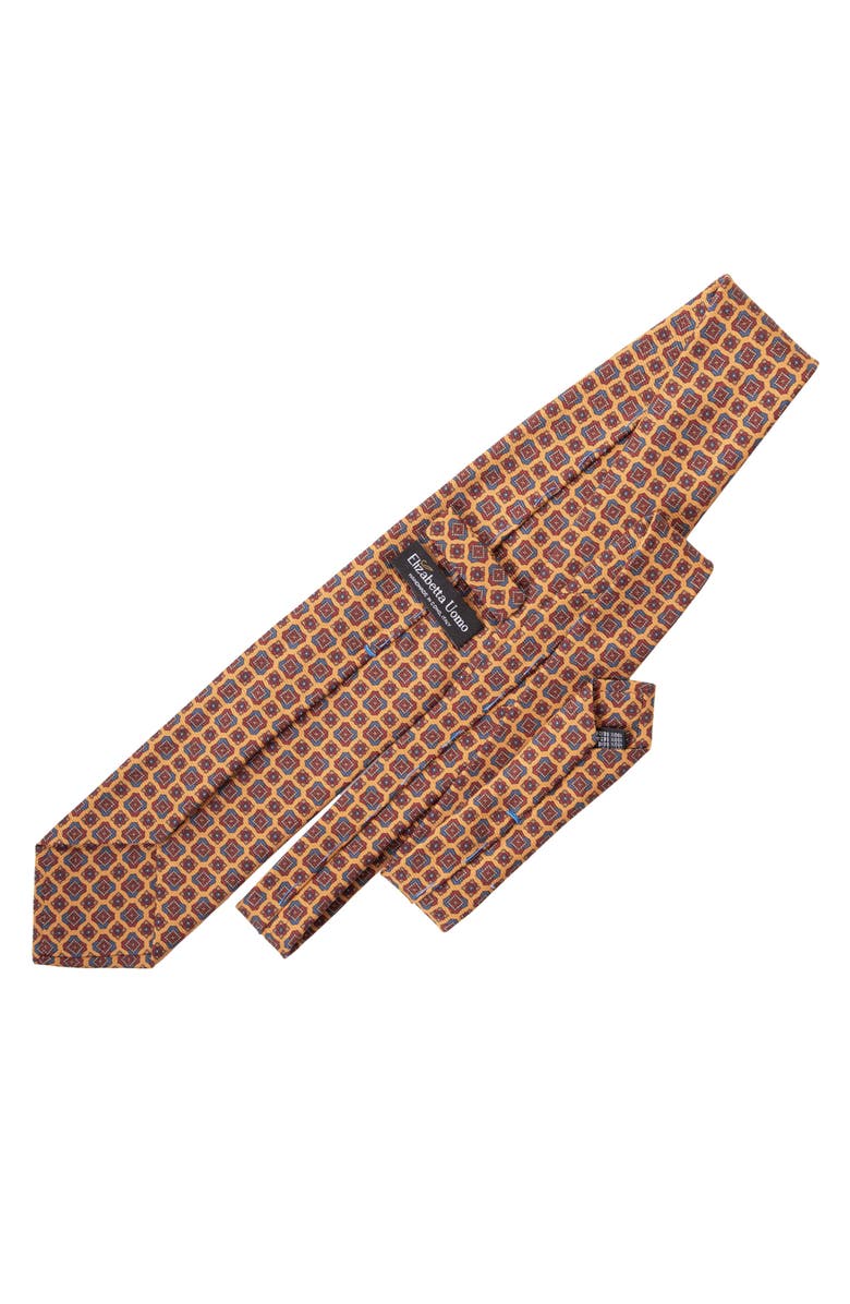 Elizabetta Parma - Extra Long Printed Silk Tie for Men, Alternate, color, Amber Yellow