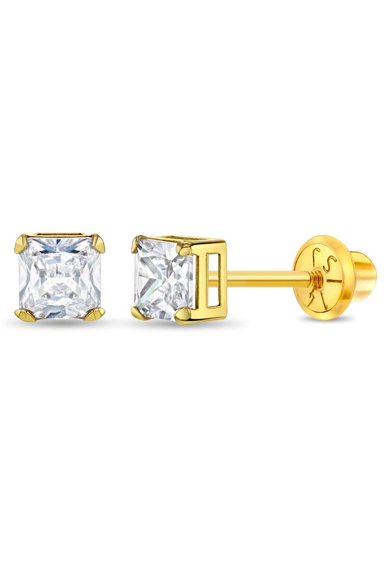 14k Square Prong Set Earrings, Main, color, Gold