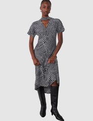 Whistles Mixed Dot Scarf Midi Dress