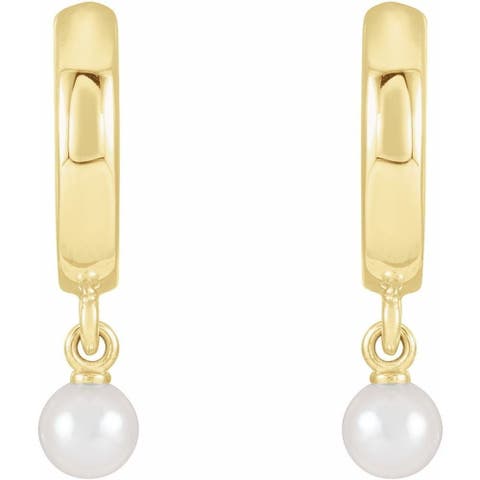 Cultured Seed Pearl Hoop Earrings in 14K Gold