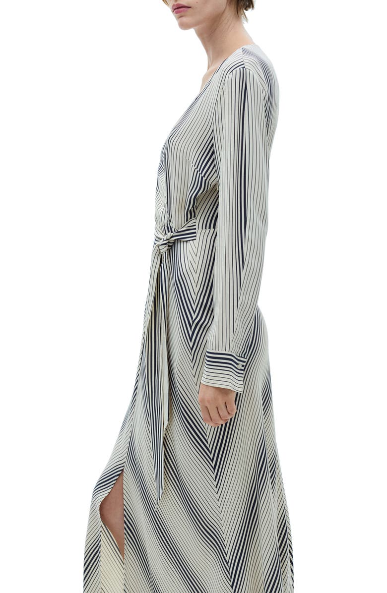 MANGO Stripe Print Tie Waist Long Sleeve Maxi Dress, Alternate, color, 