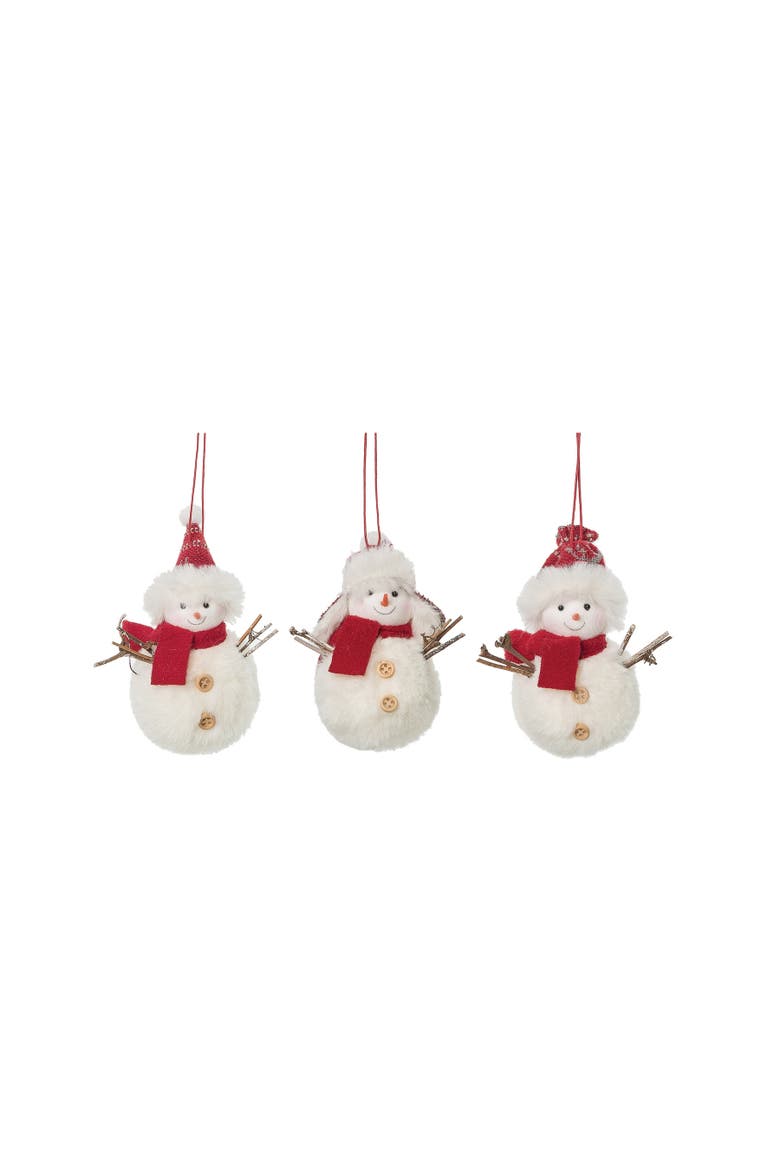 Snowman Friends Ornaments, Set of 3, Main, color, White