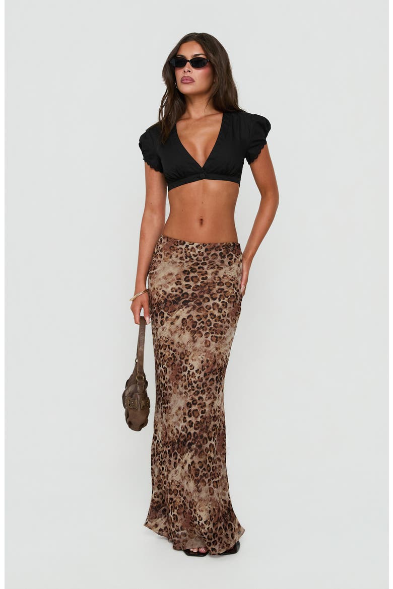 Eliena Low Rise Maxi Skirt, Alternate, color, LEOPARD