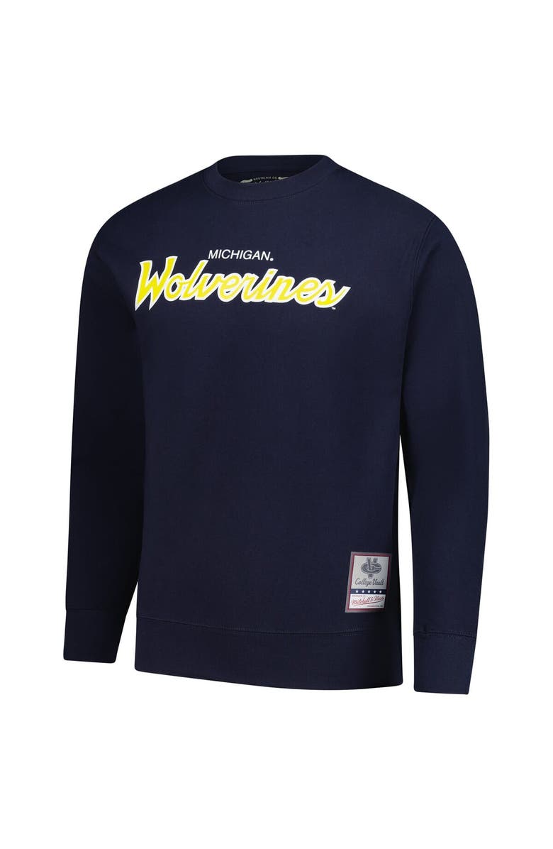 Mitchell & Ness Men's Mitchell & Ness  Navy Michigan Wolverines Elite Script Pullover Sweatshirt, Alternate, color, Navy