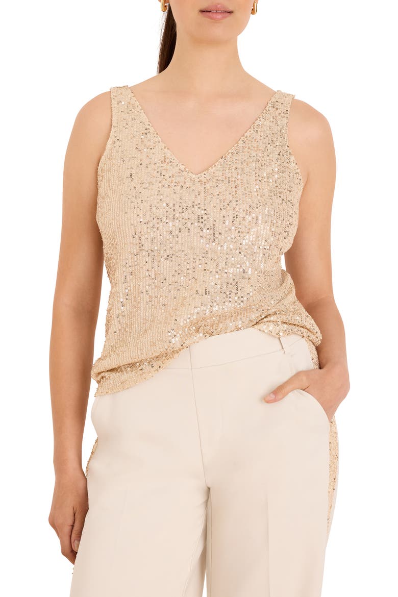 Sequin Knit Tank, Main, color, COCONUT