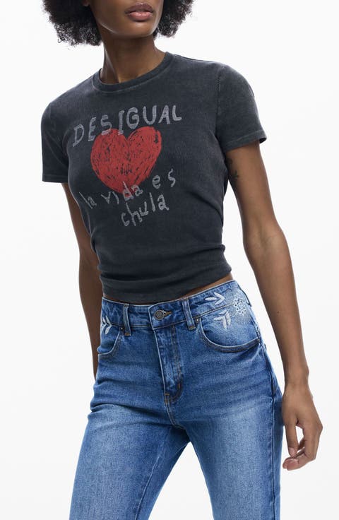 Heart Cotton Graphic T-Shirt