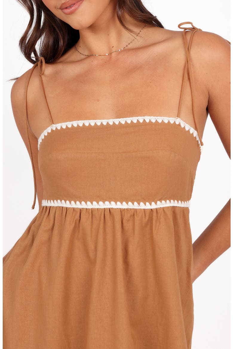 Lino Embroidered Tie Strap Cotton Sundress, Alternate, color, TAN WHITE