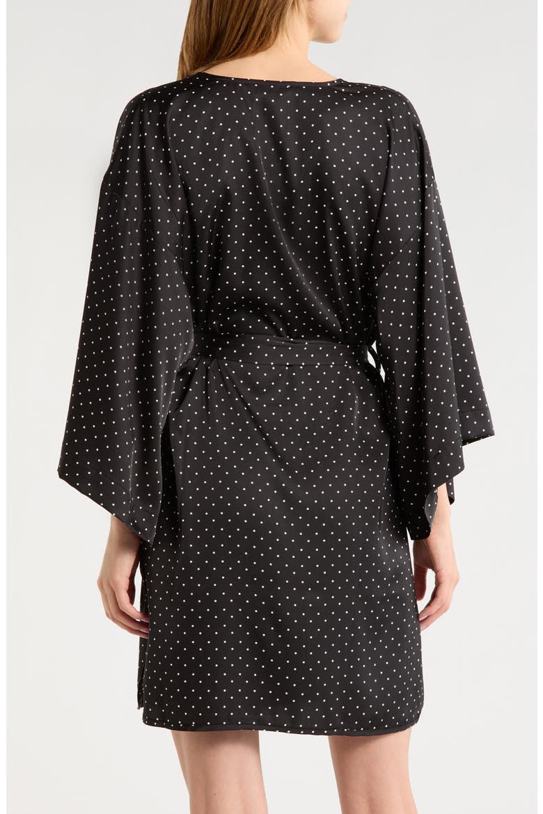 Get Ready with Me Satin Robe, Alternate, color, BLACK- IVORY POLKA DOT