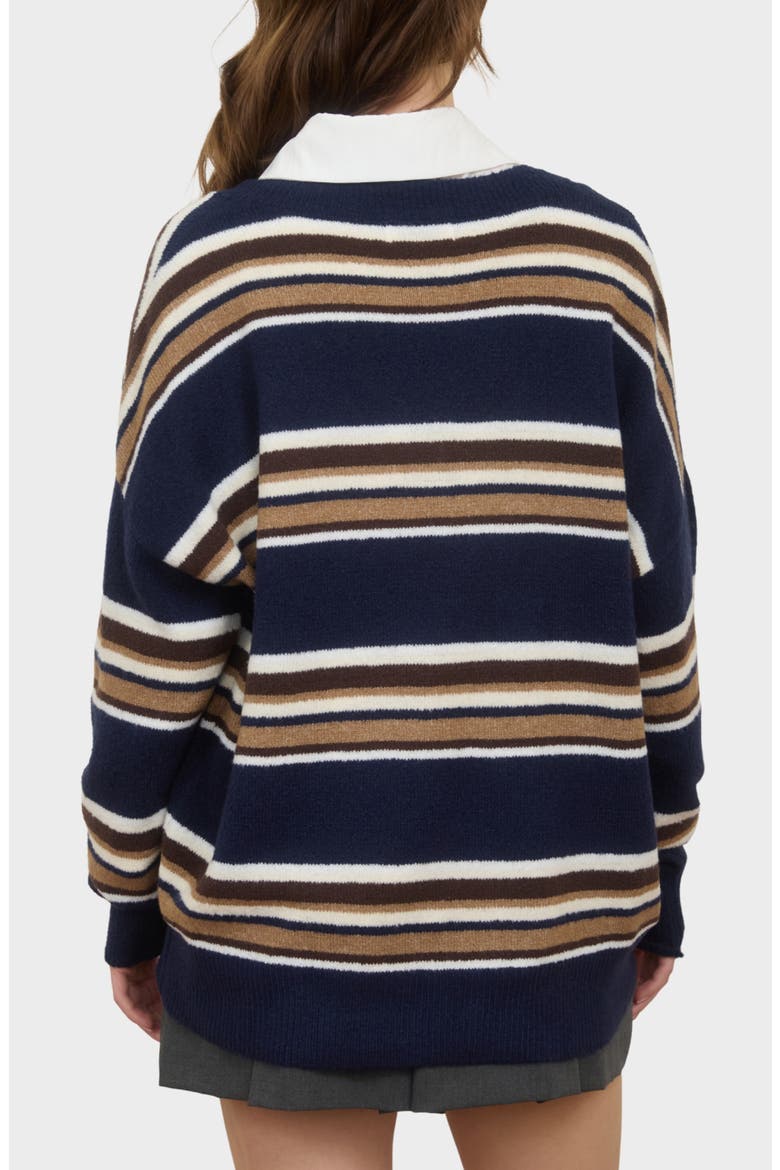 Pullover V-Neck Sweater, Alternate, color, NAVY MULTI