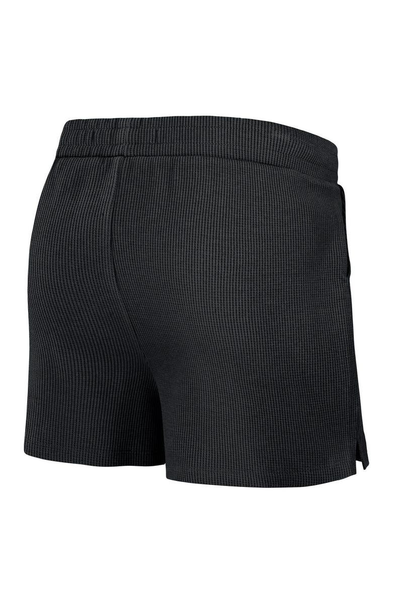 WEAR by Erin Andrews Women's WEAR by Erin Andrews Black New Orleans Saints Waffle Knit Long Sleeve T-Shirt & Shorts Lounge Set, Alternate, color, Black