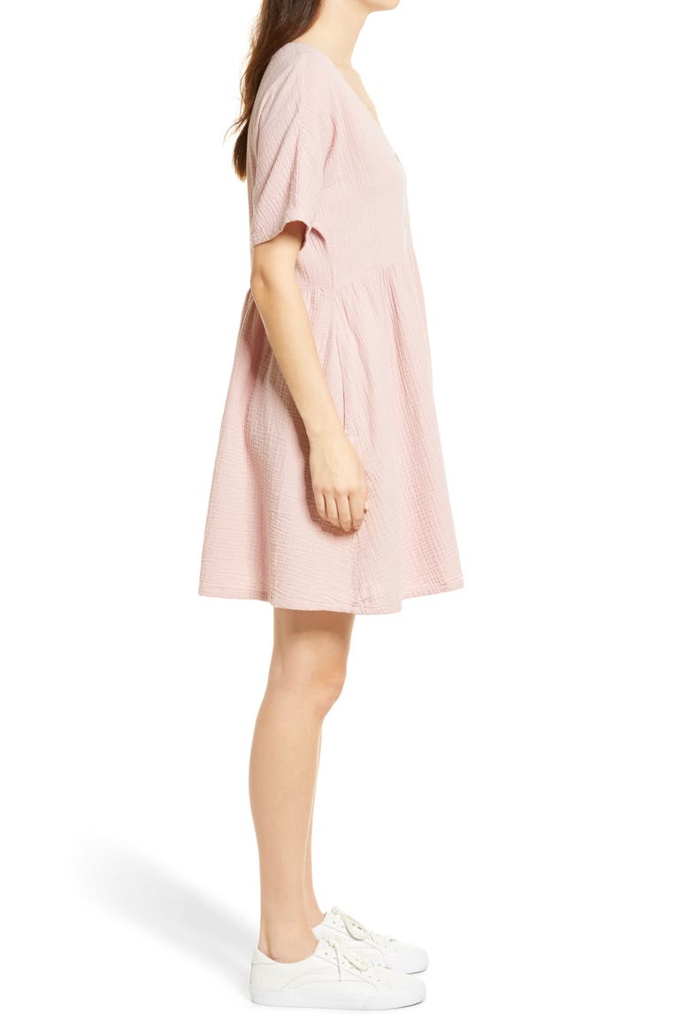 Lightspun Button Front Minidress, Alternate, color, WISTERIA DOVE