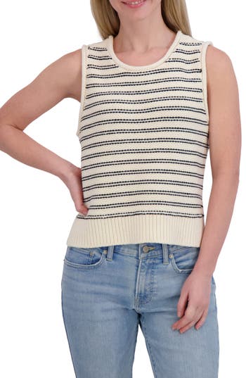 Lucky Brand Stripe Knit Tank In Cream Combo
