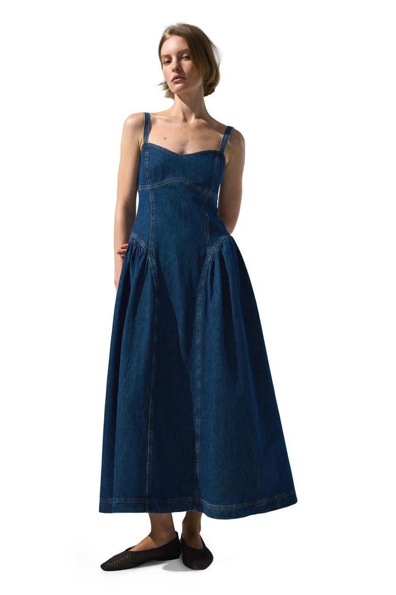 Flared-skirt Denim Dress, Main, color, Denim blue