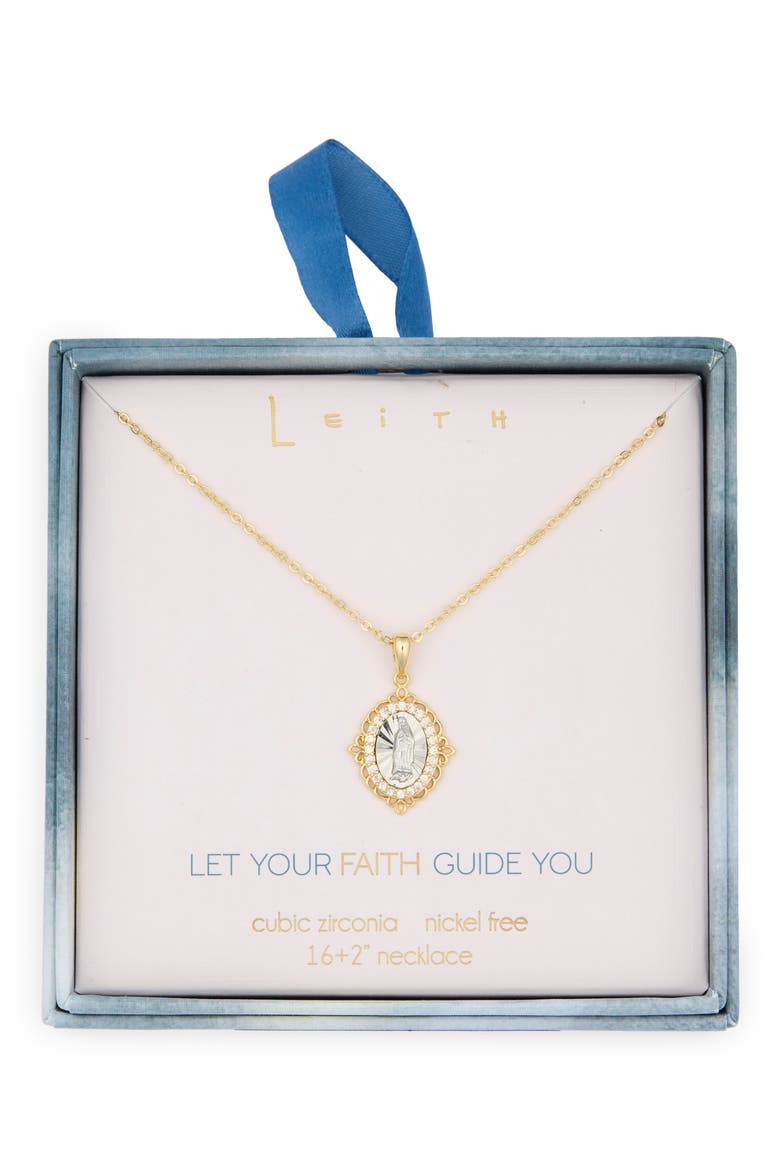 Religious Pendant Necklace, Main, color, CLEAR- GOLD