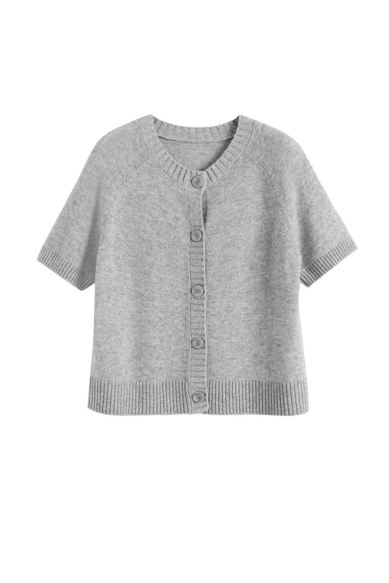 Lightweight Wool-Cashmere Button-Front Tee, Alternate, color, Light Grey
