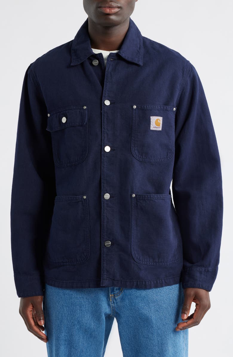 Carhartt Work In Progress Walter Cotton & Linen Canvas Chore Coat, Alternate, color, Dark Navy (Garment Dyed)