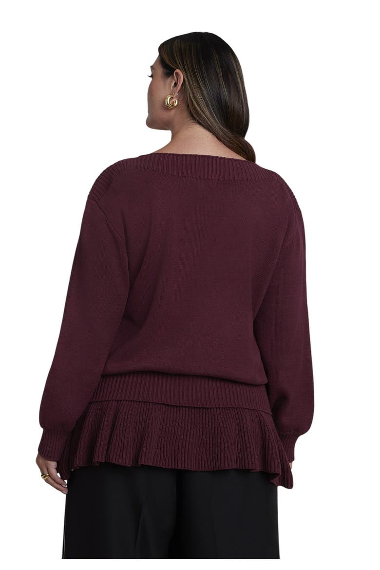 Ruffed Hem Sweater (plus), Alternate, color, TAWNY PORT