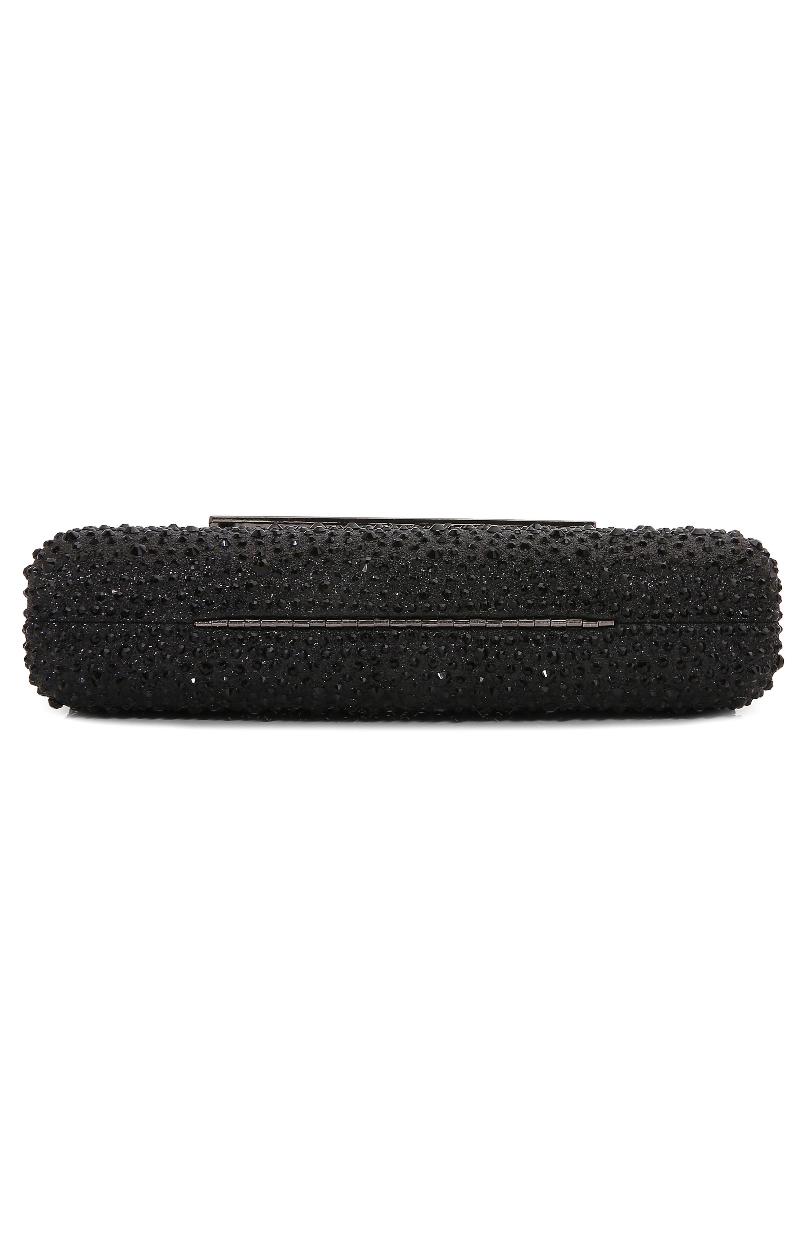 Rhinestone Elongated Snap Clutch, Alternate, color, BLACK