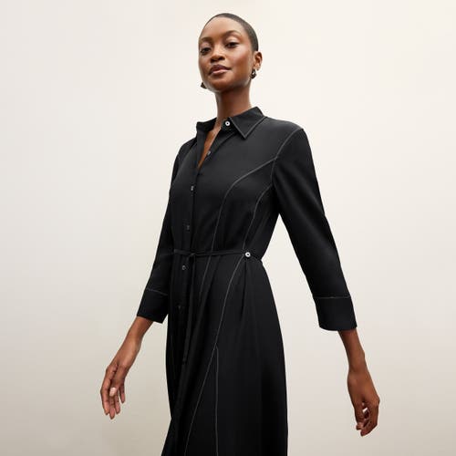 M.m.lafleur The Pepper Dress - Washable Silk Top Stitch In Black With Topstitch