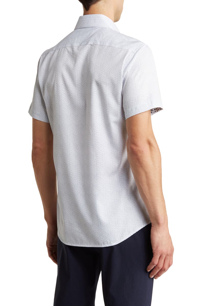 TOM BAINE Slim Fit Short Sleeve Performance Button-Up Shirt, Alternate, color, White