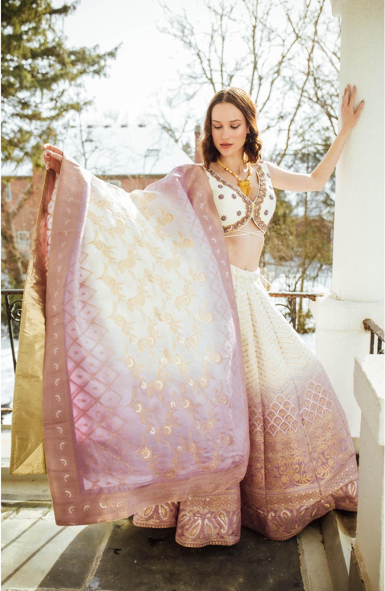 RAAS Lily Banarasi Silk Shaded Lehenga Choli, Alternate, color, Off-White Shaded