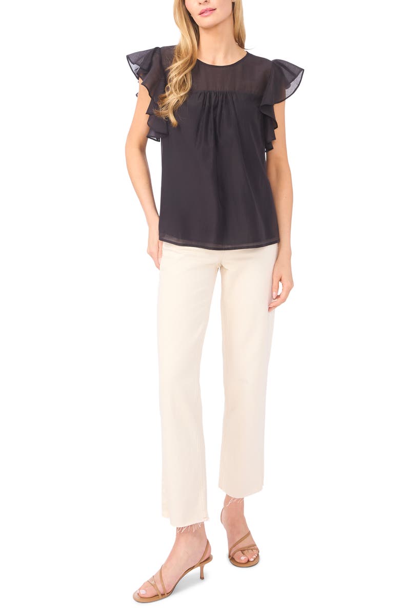 Ted Baker Flutter Sleeve Top, Alternate, color, Rich Black