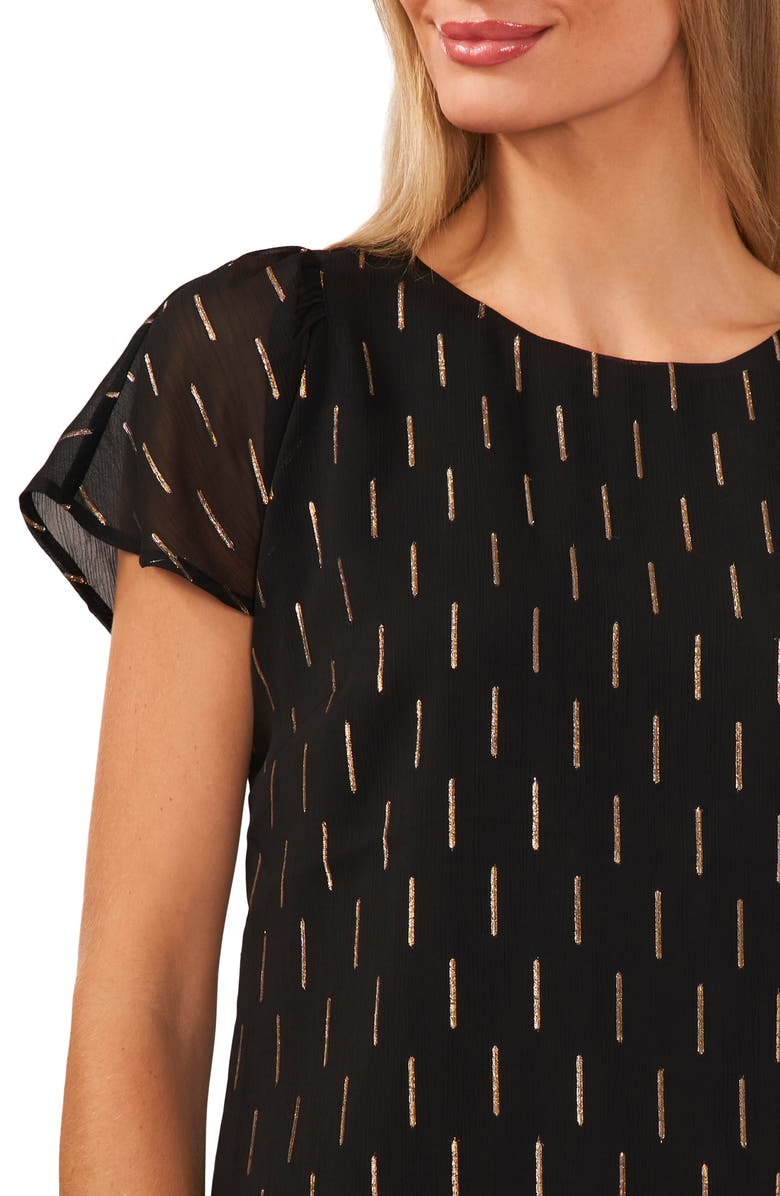 CeCe Flutter Sleeve Blouse, Alternate, color, Rich Black