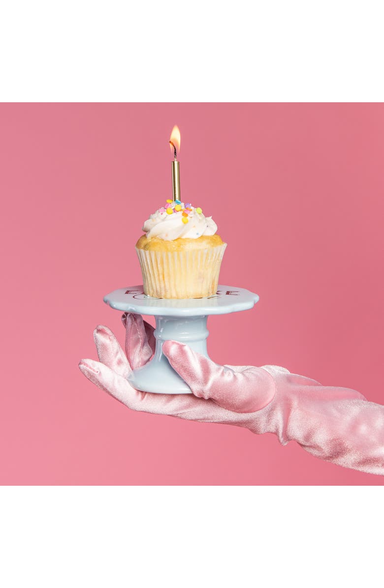 Totalee Gift Eat Cake First Cupcake Pedestal Ceramic Blue, Alternate, color, Blue