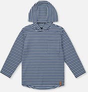 Deux par Deux Striped Brushed Jersey Hooded Long Sleeve T-Shirt