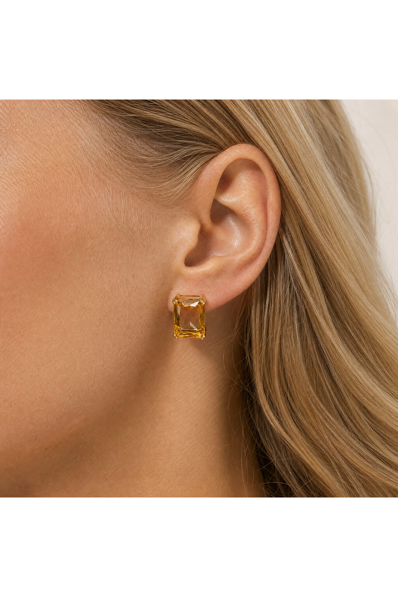 CZ Rectangle Stud Earring, Alternate, color, Topaz Yellow