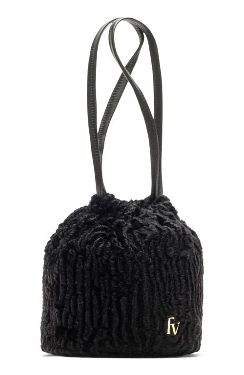 Frances Valentine Pouf Faux Fur Bucket Bag In Black