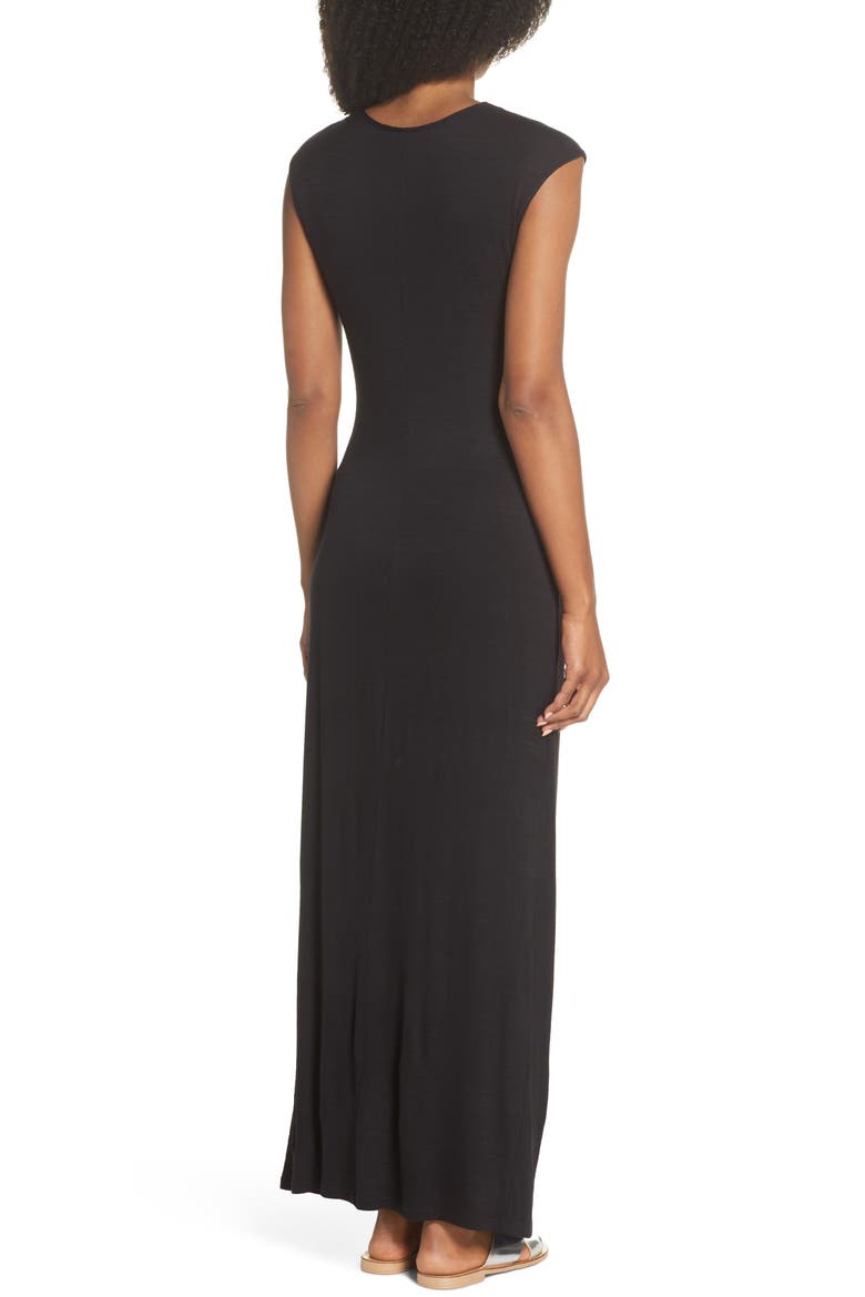 Ruched Jersey Maxi Dress, Alternate, color, BLACK