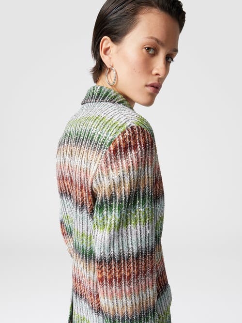 Shop Missoni Dégradé Zig Zag Knit Blazer With Sequins In Multicoloured