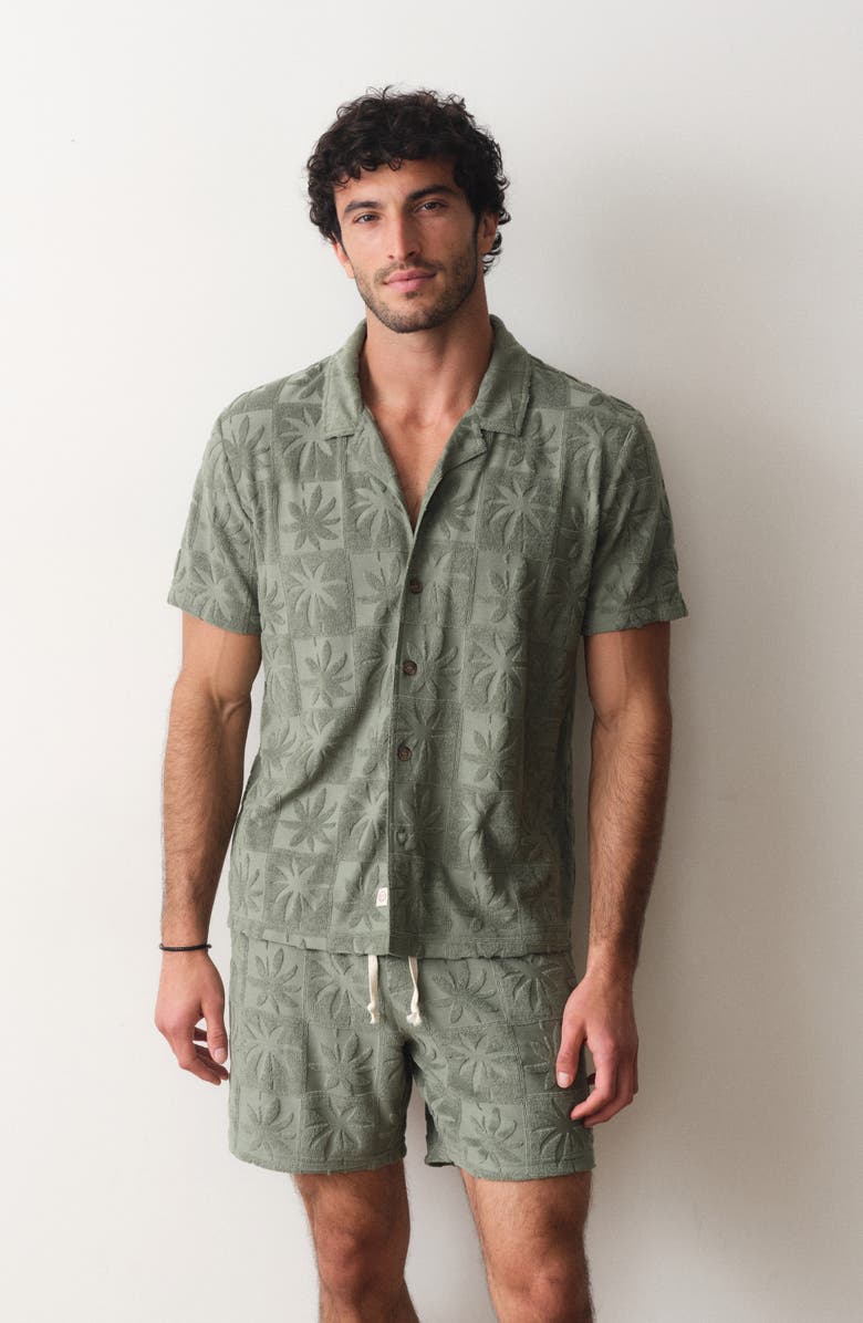 Marine Layer Rico Terry Short Sleeve Button-Up Resort Shirt, Alternate, color, Sea Spray
