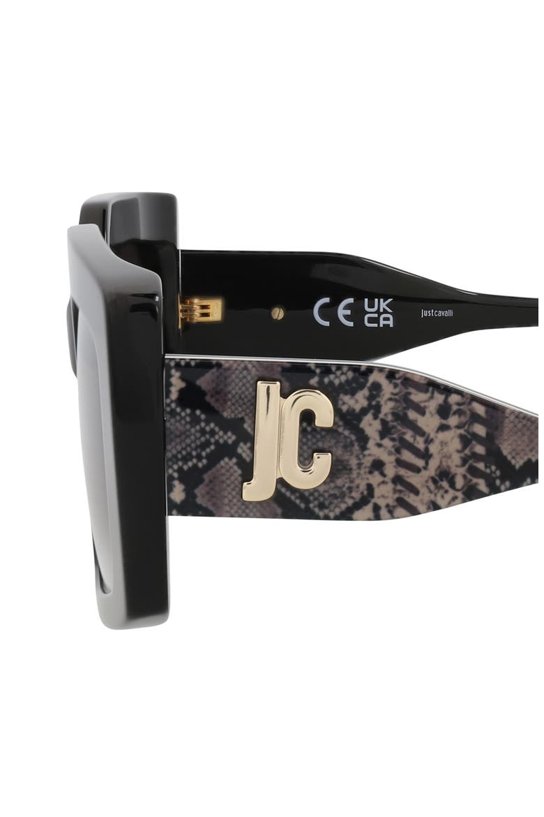 54mm Rectangular Sunglasses, Alternate, color, BLACK BLACK SMOKE