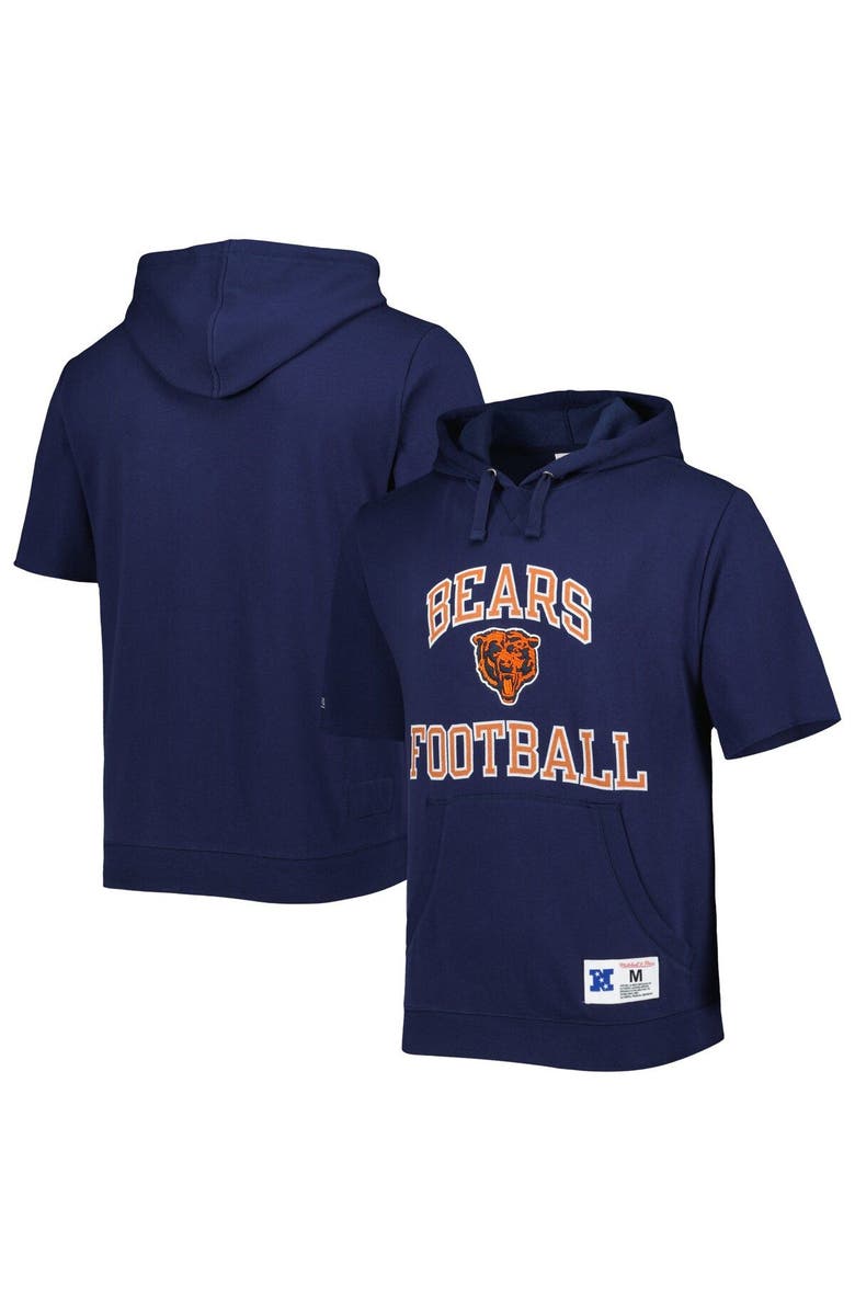 Mitchell & Ness Men's Mitchell & Ness Navy Chicago Bears Washed Short Sleeve Pullover Hoodie, Main, color, Navy