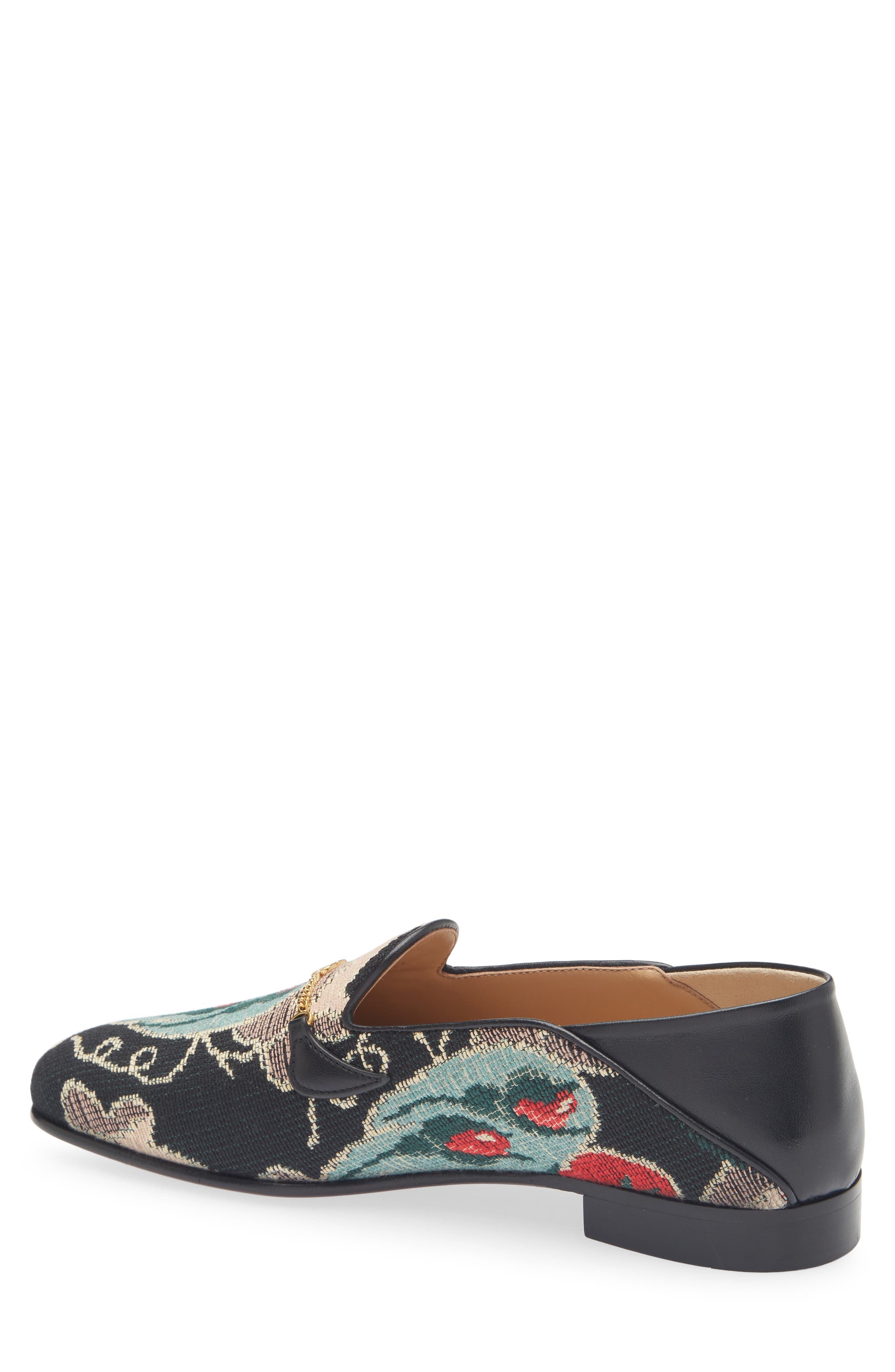 Valentino Garavani Floral Jacquard Bit Loafer, Alternate, color, Black Multi