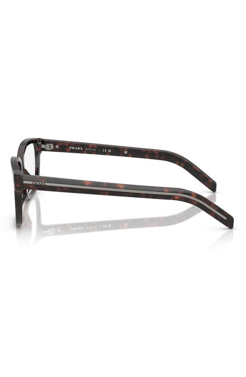 Prada 53mm Rectangular Optical Glasses In Brown Havana