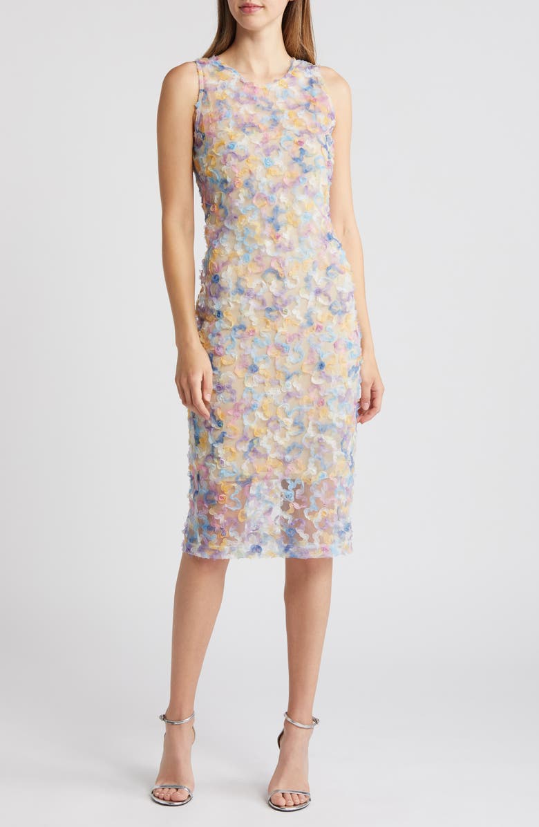 Black Halo Maddie Floral Embellished Sheath Dress, Main, color, 
