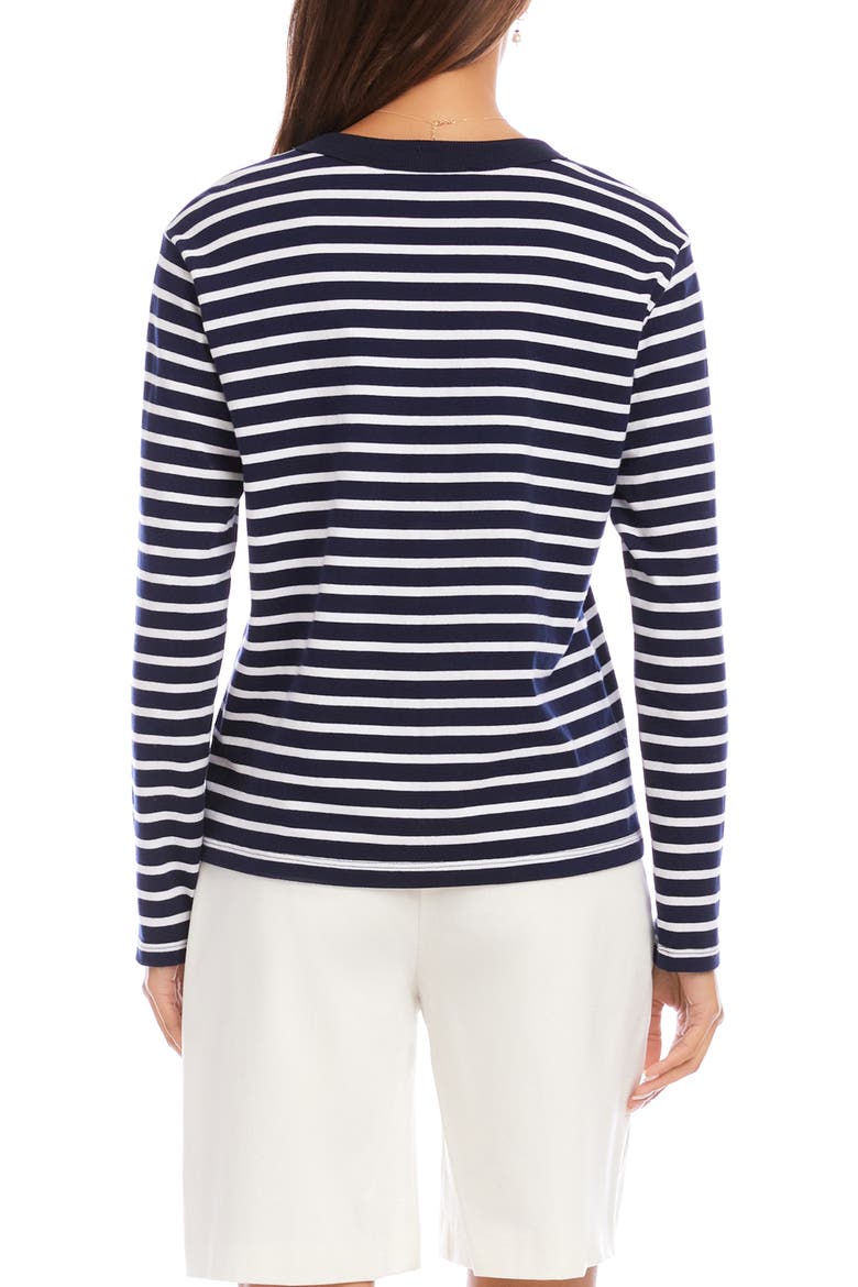 Stripe Crewneck Long Sleeve Cotton Top, Alternate, color, NAVY/WHITE