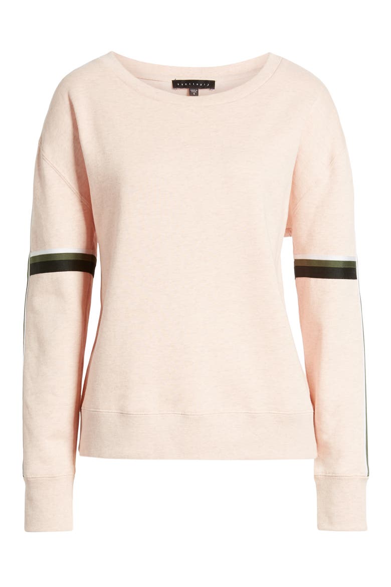 Backtrack Sport Stripe Sweatshirt, Alternate, color, HEATHER PINK FIZZ