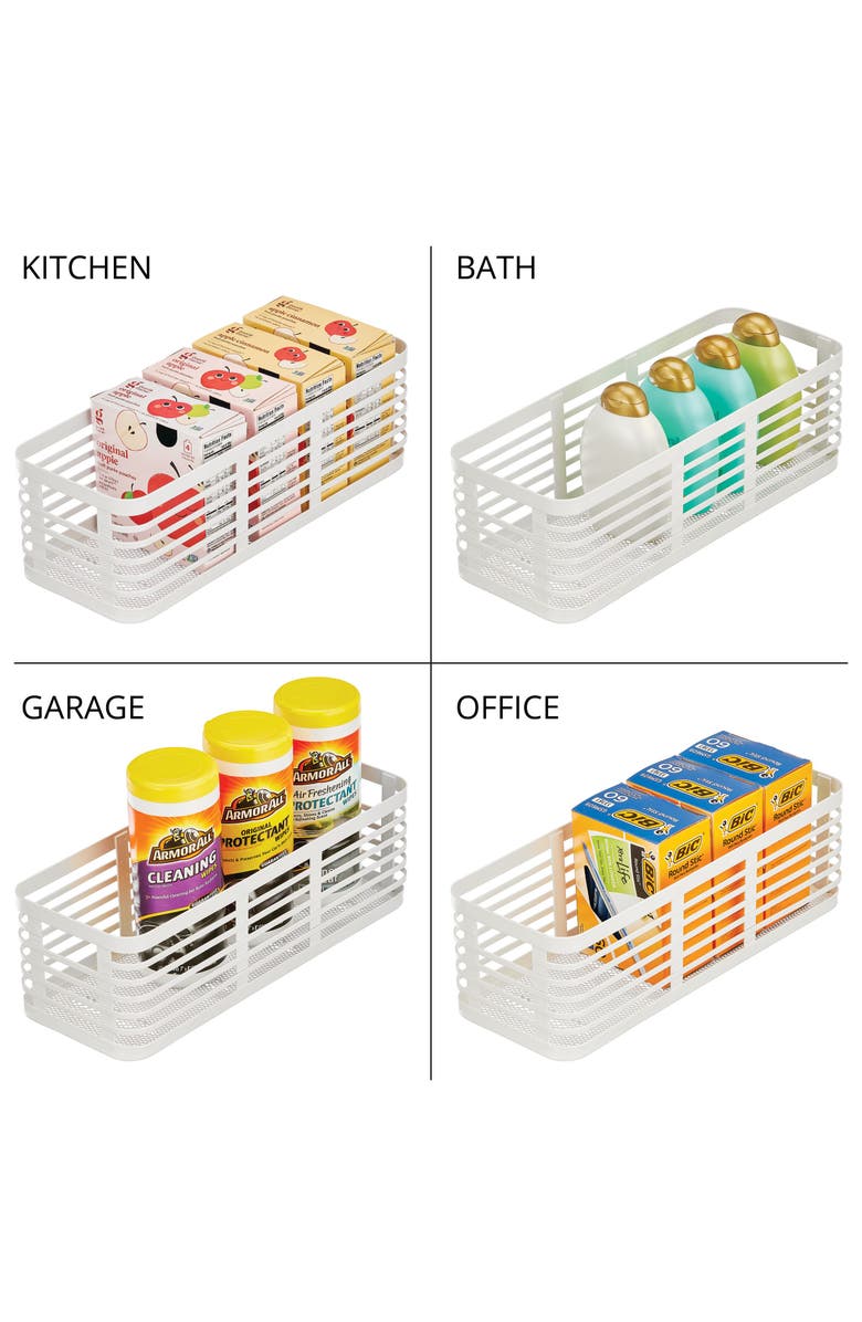 mDesign Metal Pantry Basket with Handles - Set of 2 - Matte White, Alternate, color, Matte White