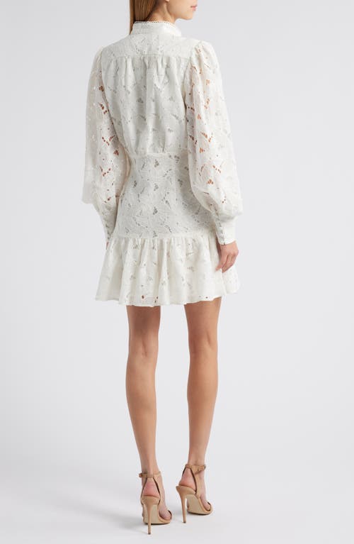 Bardot Remy Long Sleeve Lace Minidress In Orchid White
