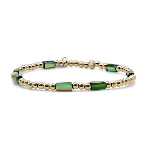 Jade Emerald Gold Filled Bracelet